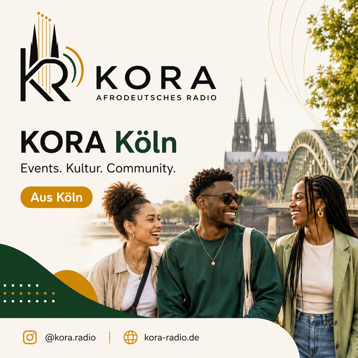 Afrodeutsche Freund:innen am Rhein vor dem Kölner Dom