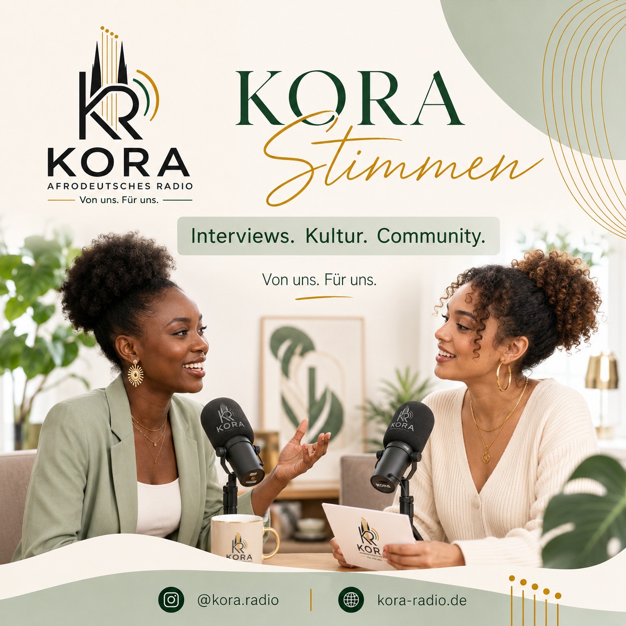 Zwei afrodeutsche Frauen im Gespräch bei KORA Stimmen